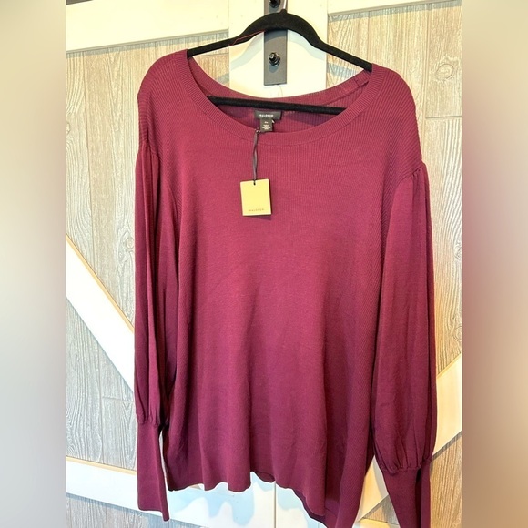 Halogen Sweaters - B11.01 NWT Halogen ribbed burgundy crew neck sweater 4X Plus
